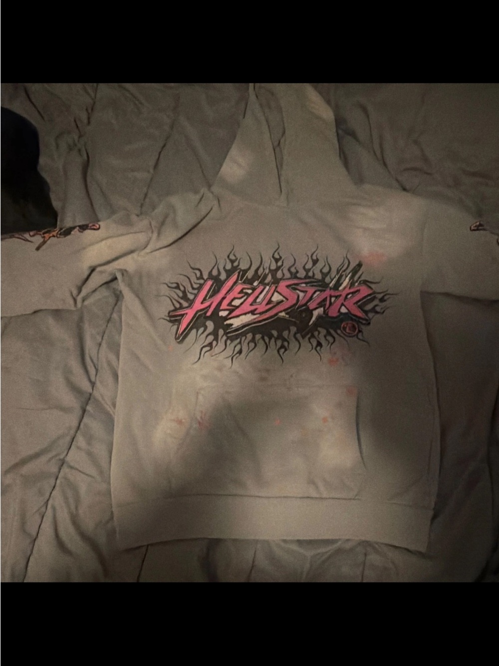 Hellstar Men's Gray Hoodie with Pink Logo